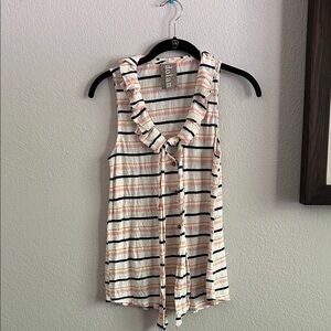 Dolan Women's Ruffled Striped Tank Top - Cream and Black non tags new size XS